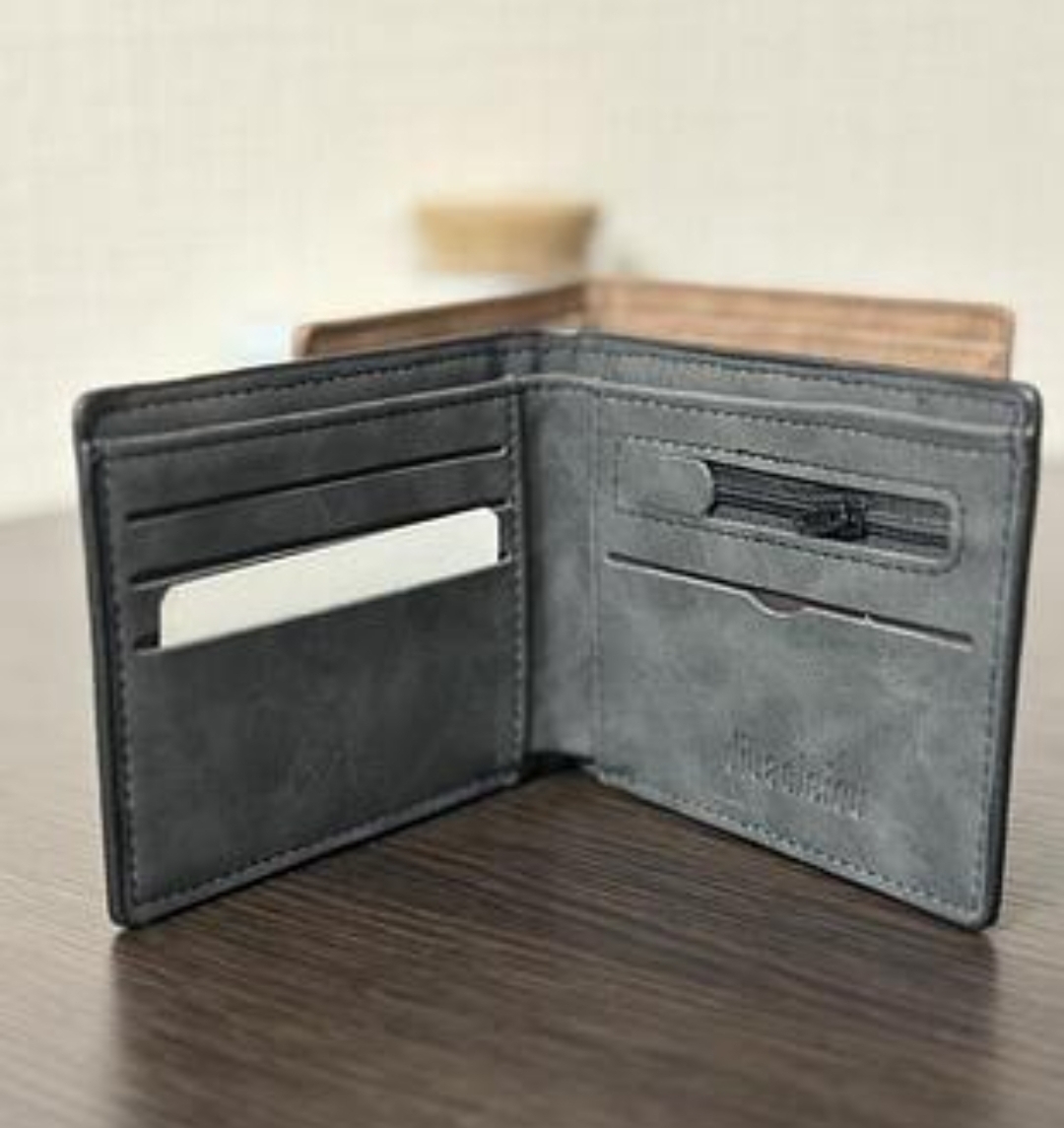 BILLETERA GRIS PARA HOMBRE  CON CIPPER PEQUEÑO M19